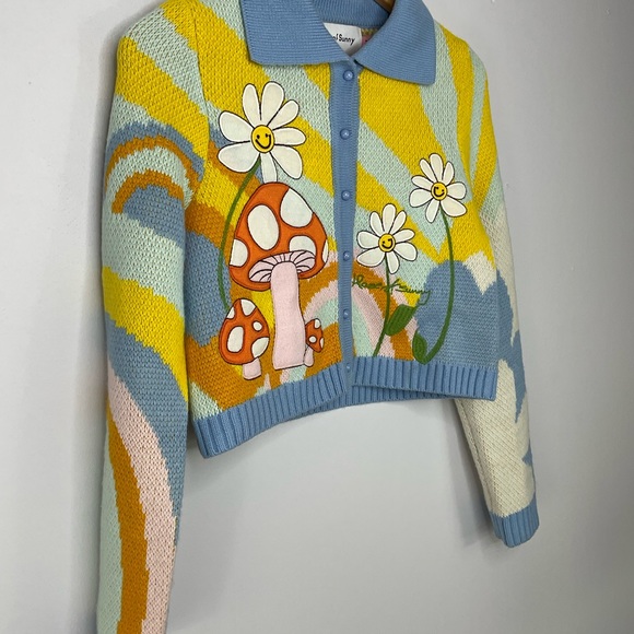 House of Sunny Mushroom Floral Cropped Cardigan Size 8 - Picture 12 of 12